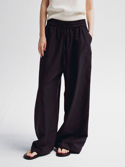 Facade Pattern Stitch Pocket Banding Pants dark charcoal