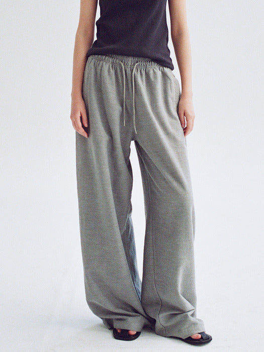 Facade Pattern Pigment Wide Banding Pants grey