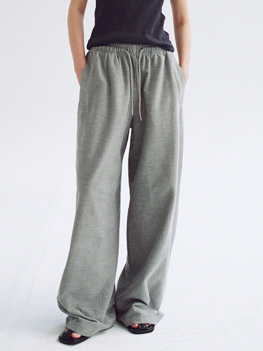 Facade Pattern Pigment Wide Banding Pants grey