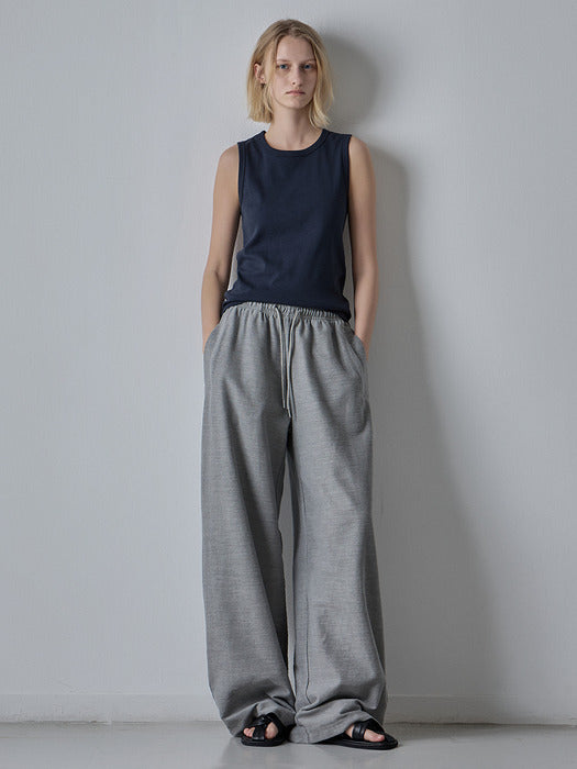 Facade Pattern Pigment Wide Banding Pants grey