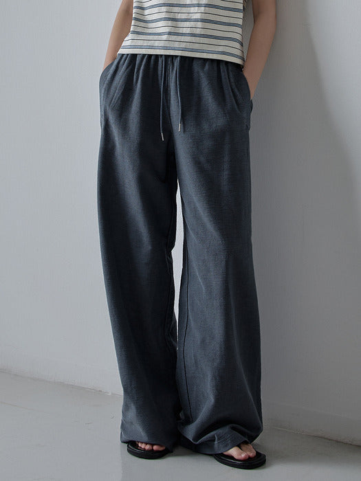 [facade pattern] Blue Grey Pigment Wide-Banding Pants