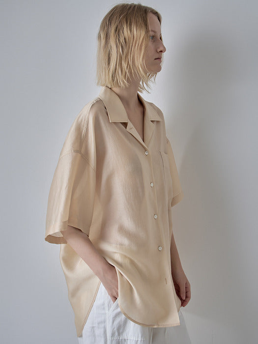 [facade pattern] Open Collar Half Shirt_butter