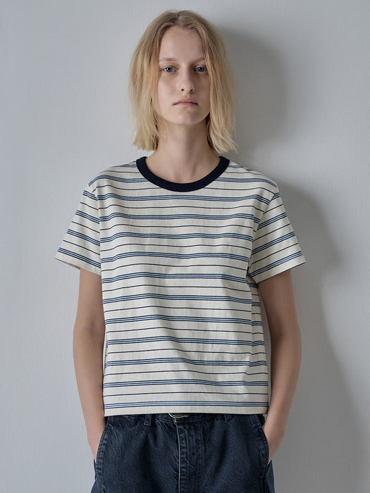 [facade pattern] Striped Crop Tee - 4 Colors