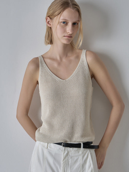 [facade pattern] Paper Sleeveless Knit_3color