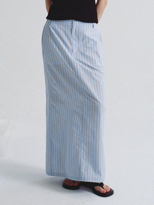 Facade Pattern Stripe Maxi Skirt sky blue
