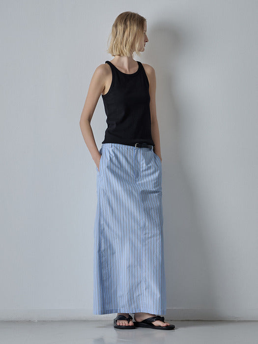 Facade Pattern Stripe Maxi Skirt sky blue