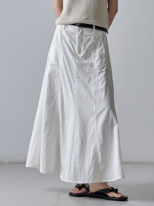 Facade Pattern Maxi Flare Skirt white