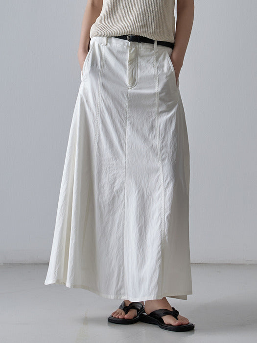 Facade Pattern Maxi Flare Skirt white