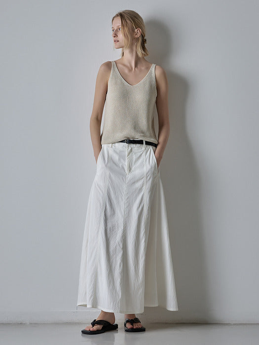 Facade Pattern Maxi Flare Skirt white