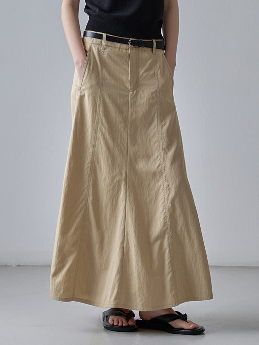 Facade Pattern Maxi Flare Skirt beige