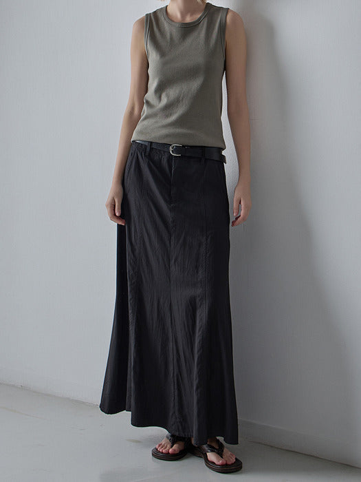 Facade Pattern Maxi Flare Skirt black