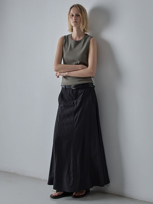 Facade Pattern Maxi Flare Skirt black