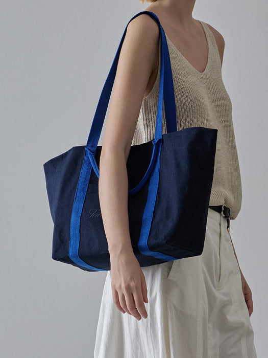 Facade Pattern Canvas Shopper Bag navy