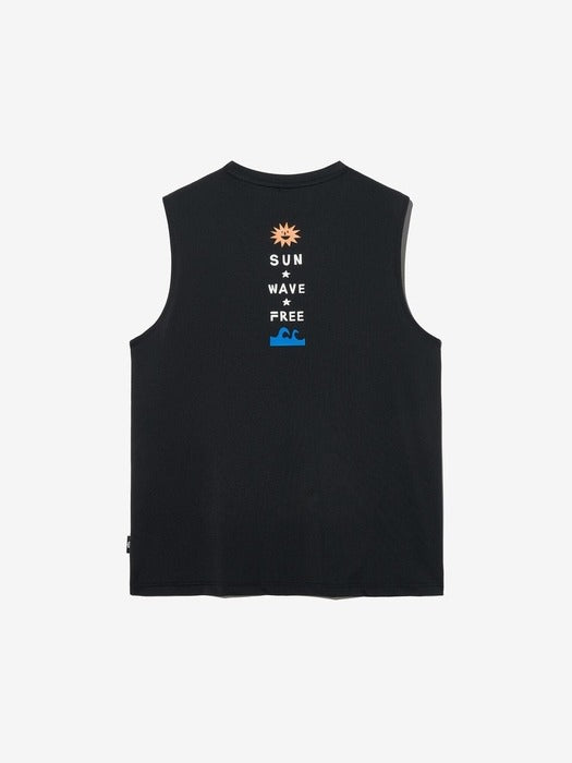 Polyspan Summer Graphic Sleeveless T-Shirt_FS2RSH2406X_BLK