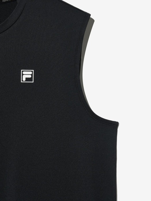 Polyspan Summer Graphic Sleeveless T-Shirt_FS2RSH2406X_BLK