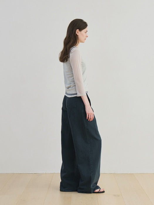 [moia] linen dyed denim (teal blue)