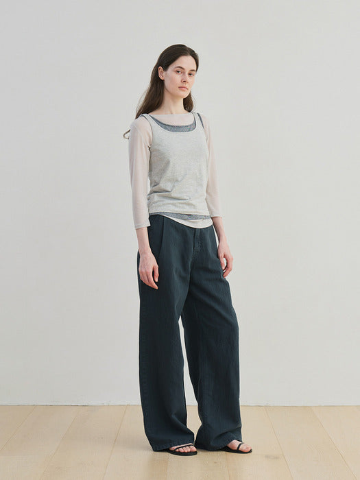 [moia] linen dyed denim (teal blue)