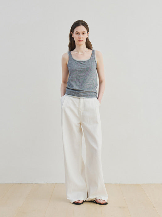 [moia] linen dyed denim (white)