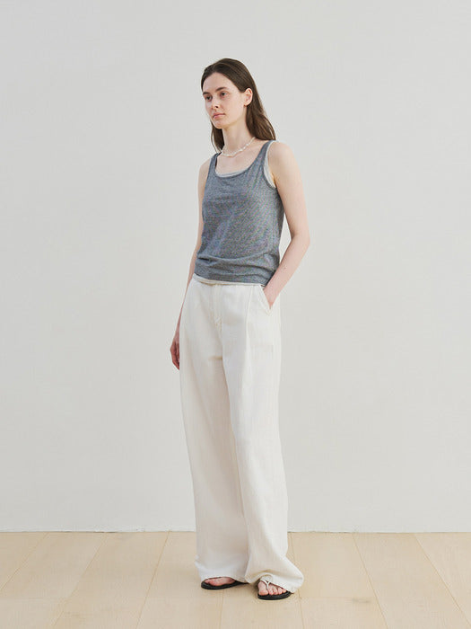 [moia] linen dyed denim (white)