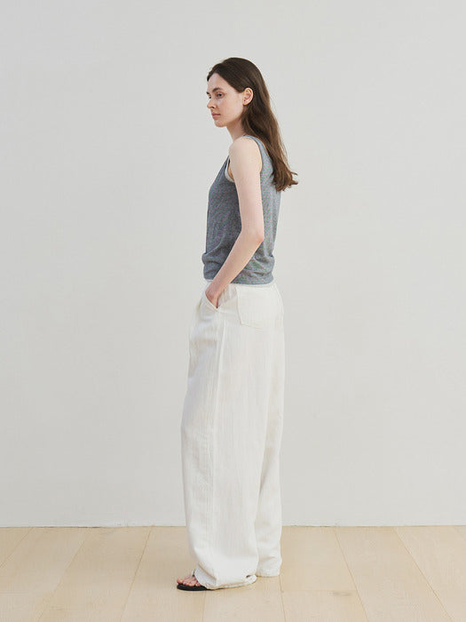 [moia] linen dyed denim (white)