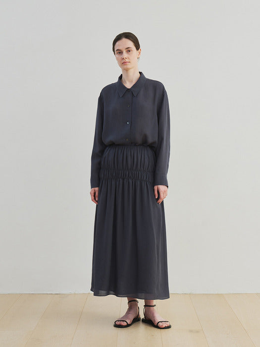 [moia] lyocell wrinkle skirt (stone blue)