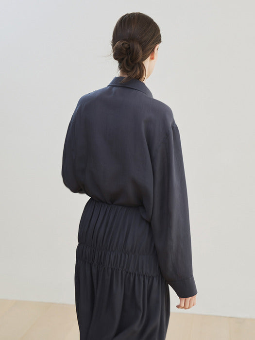 [moia] lyocell wrinkle skirt (stone blue)