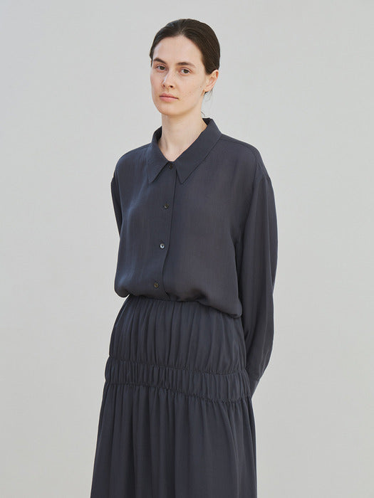 [moia] lyocell wrinkle skirt (stone blue)