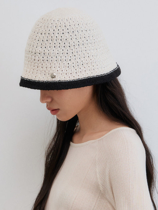 Mango Maniplease Rope Knit Bucket Hat Natural