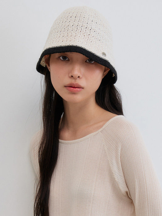Mango Maniplease Rope Knit Bucket Hat Natural