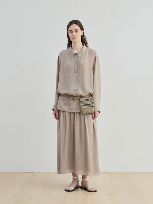 [moia] lyocell wrinkle skirt (beige)