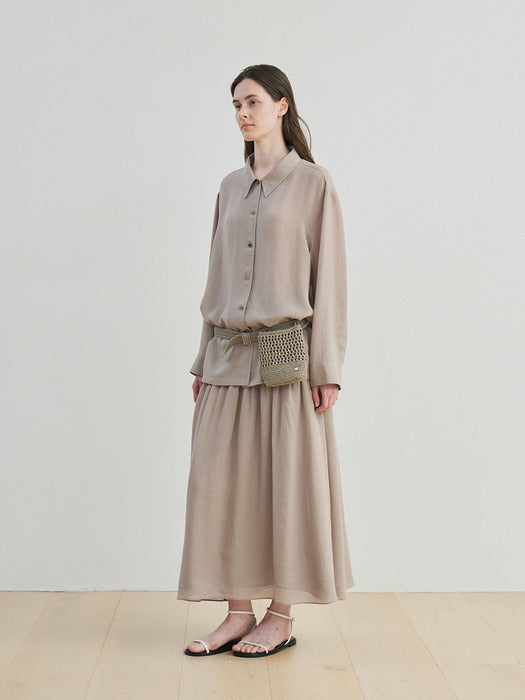 [moia] lyocell wrinkle skirt (beige)