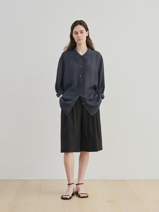 [moia] viscose linen half pants (black)