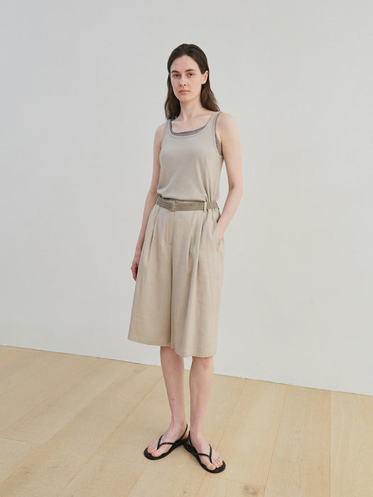 [moia] viscose linen half pants (beige)