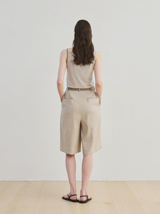 [moia] viscose linen half pants (beige)