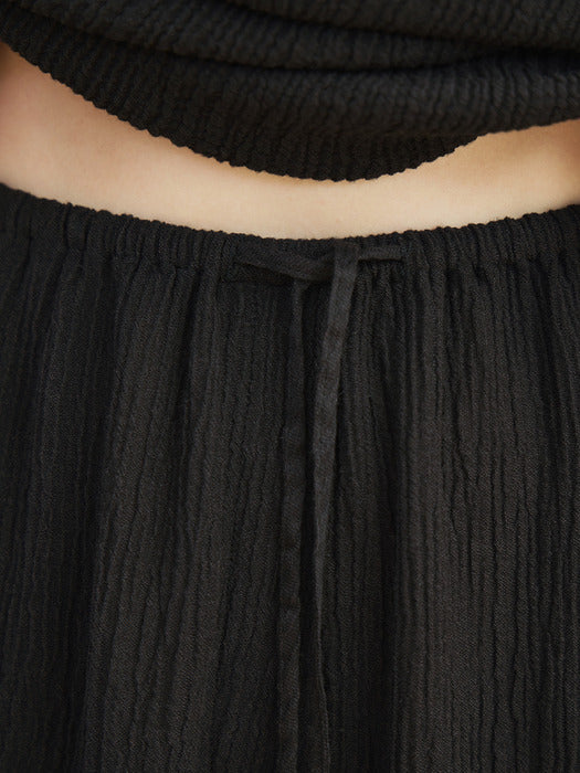 [moia] wrinkle banding pants (black)