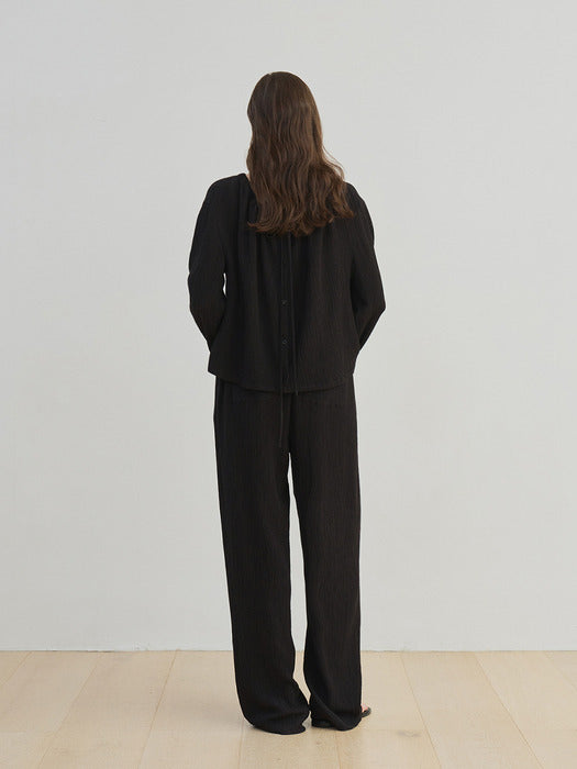 [moia] wrinkle banding pants (black)