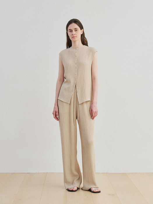 [moia] wrinkle banding pants (beige)