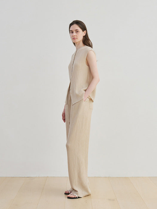 [moia] wrinkle banding pants (beige)