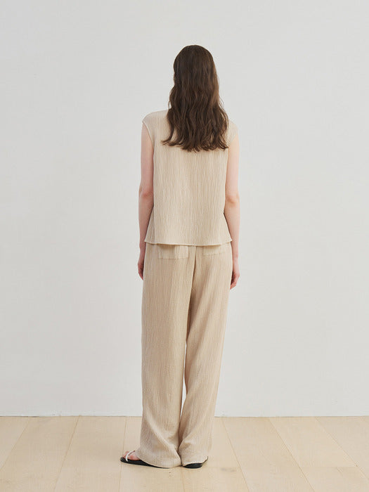 [moia] wrinkle banding pants (beige)