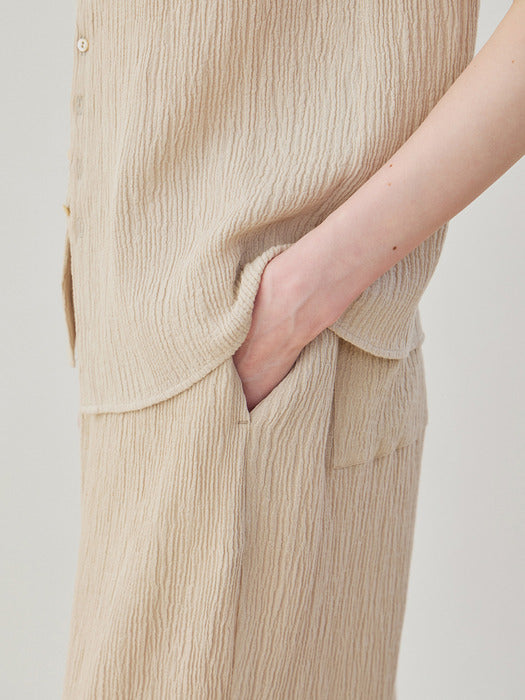[moia] wrinkle banding pants (beige)