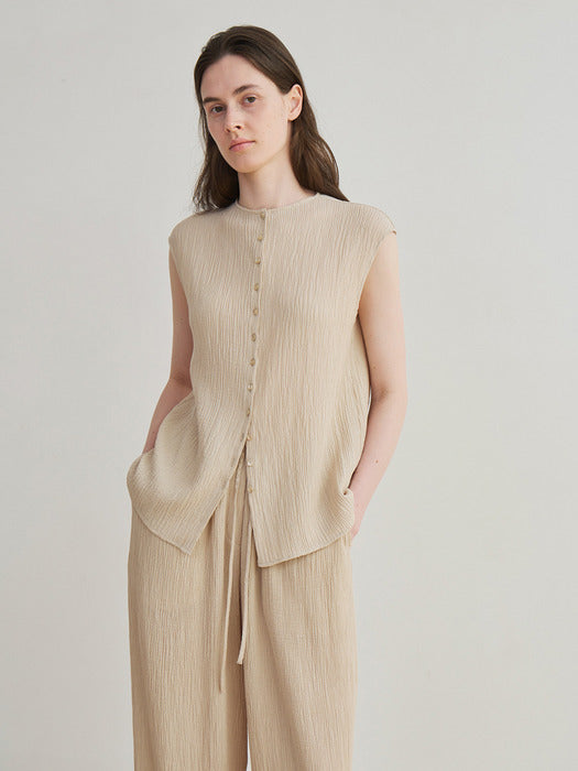 [moia] wrinkle banding pants (beige)