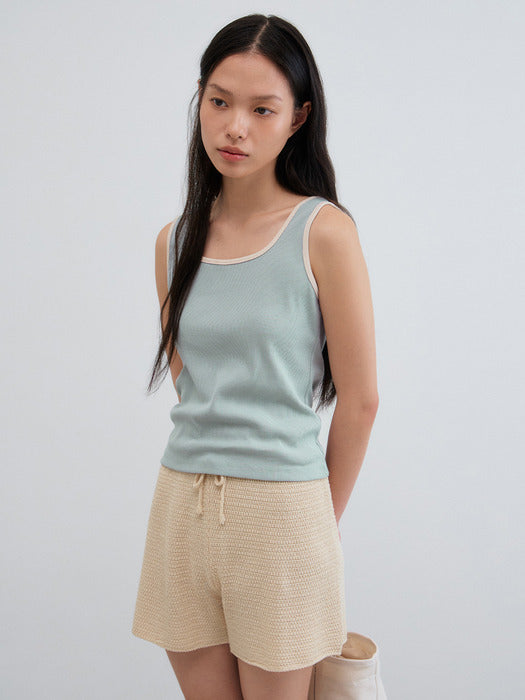 Mango Maniplease Tito Knit Shorts Natural
