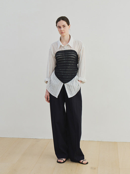 [moia] wide banding pants (navy)