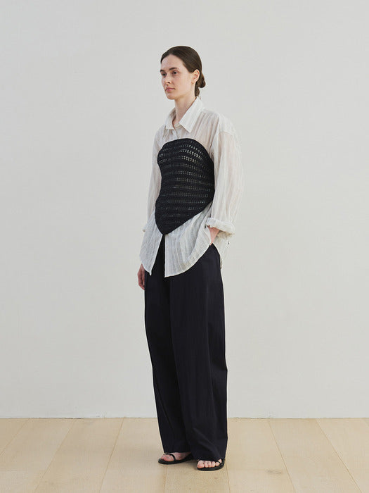 [moia] wide banding pants (navy)