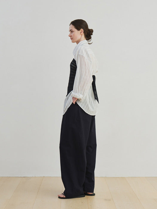 [moia] wide banding pants (navy)