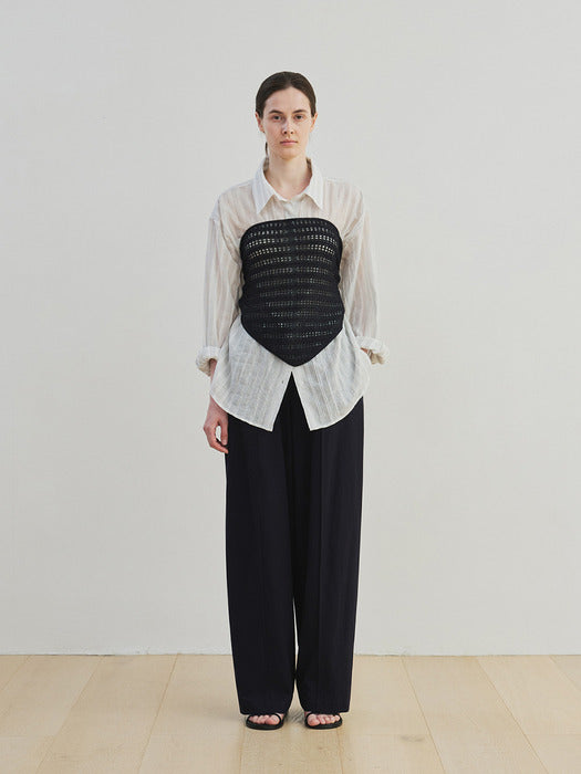 [moia] wide banding pants (navy)