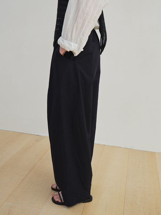 [moia] wide banding pants (navy)