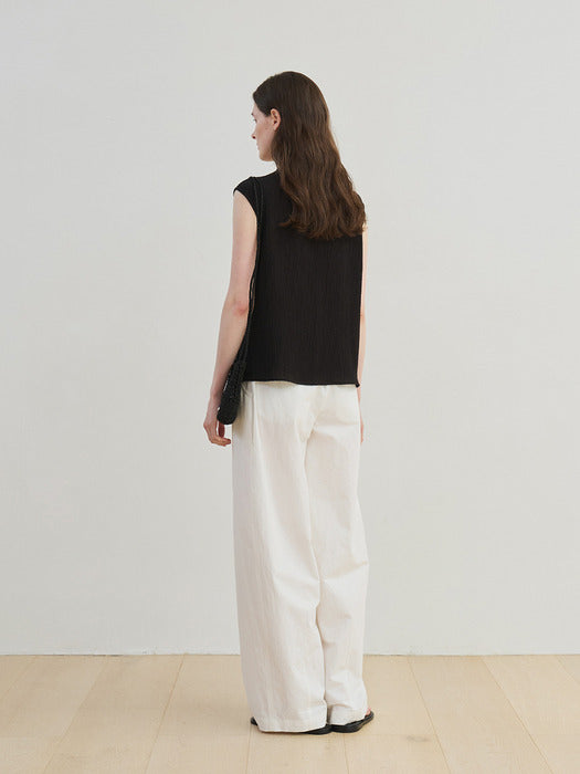 [moia] wide banding pants (white)