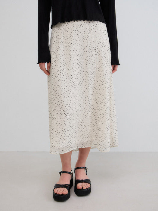 Mango Maniplease Ode Dot Flare Skirt Cream