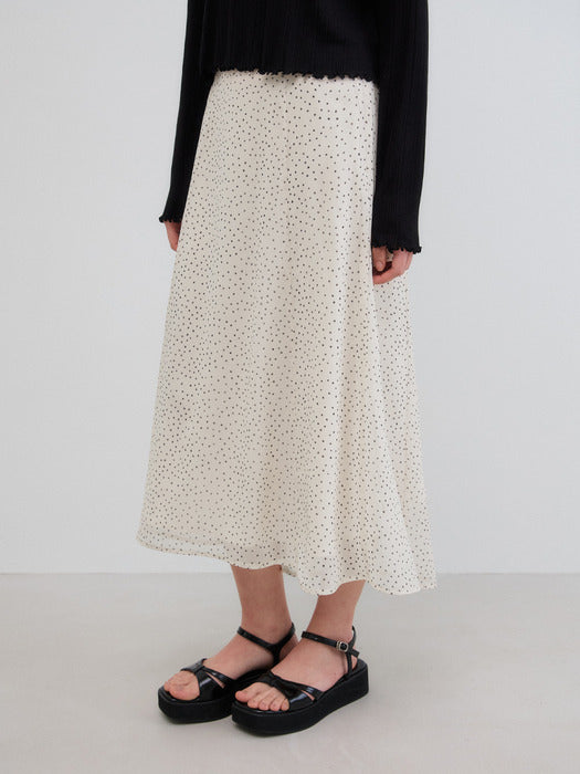 Mango Maniplease Ode Dot Flare Skirt Cream